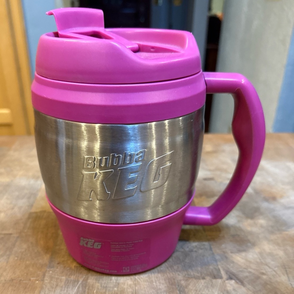 Bubba Keg Pink and Silver Travel Mug Stainless Steel Pink Plastic Huge Thermal